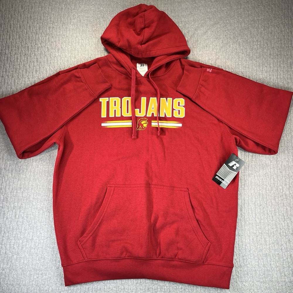 New Russell Athletic USC Trojans Hoodie Men L Red NCAA Collegiate Pullover Sweat